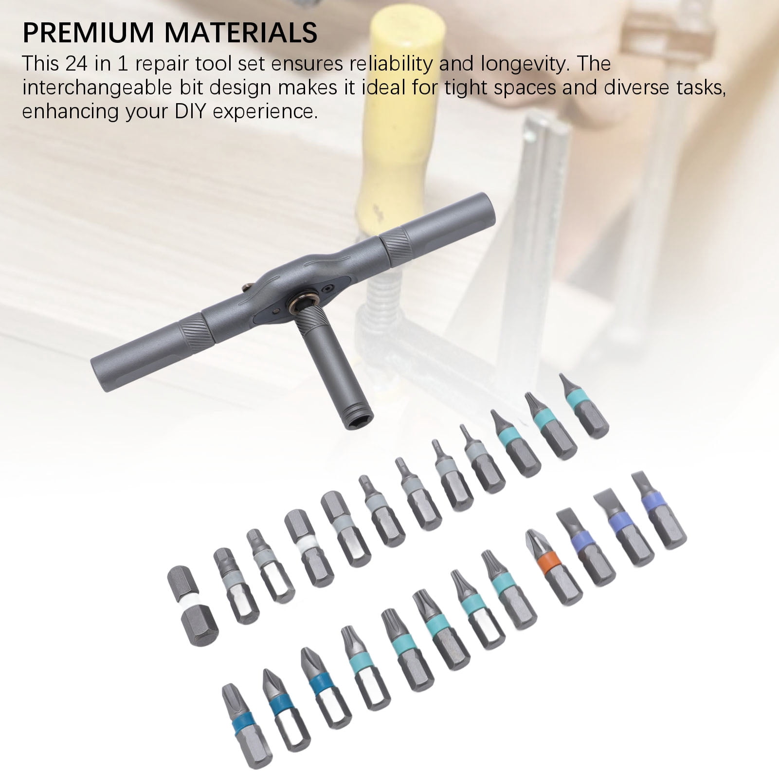 YAHHU 24 in 1 Ratchet Screwdriver Set with Case, Heavy Duty Steel Multi Bit DIY Ratchet Handle Tool Set for Household Repairs, Electronics Maintenance, and Woodworking Projects, 11.02 inches / 28 cm