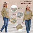 thumbnail image 3 of TEMOFON Womens Sweatshirts Colorblock Long Sleeve Shirts for Fall Tops V Neck Winter Clothes Loose Fitting Tops for Women Brown S, 3 of 9