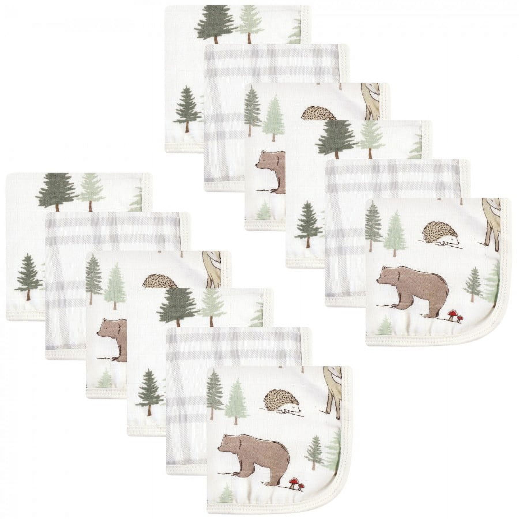 Hudson Baby 24Pc Cotton Muslin Washcloths, Forest Animals, One Size
