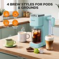 thumbnail image 3 of Single Serve Coffee Maker with Built-in Detachable Milk Frother, Iced and Hot Coffee Machine for K Cup & Grounds, 40oz Removable Water Reservoir, 6 Cup Sizes, Fits 7.3" Travel Mug, Teal, 3 of 16