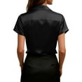 thumbnail image 4 of Fewfanhot Women's Tops Silk Satin Tops Cap Short Sleeve Blouse V Neck Shirts Business Casual Outfits, 4 of 8