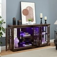 thumbnail image 4 of S-HOME Antique Design Four Door Display Case With Remote Controlled LED Lights Glass Shelves For Showcasing, Cherry, 4 of 20