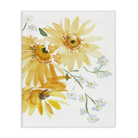 Stupell Industries Modern Yellow Daisies Botanical & Floral Painting Gallery Wrapped Canvas Art Print Wall Art, 16 x 20