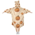 thumbnail image 2 of FORMRS Wearable Blanket Hoodie with Sleeves for Kids Cozy Flannel Sweatshirt, Halloween Pumpkins Pattern, 2 of 7
