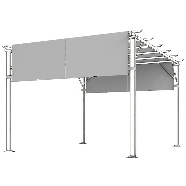 Outsunny 2 Pcs Auvent de Pergola 16 x 4 Pi, Protection UV, Auvent de Pergola, Gris