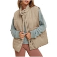 thumbnail image 2 of JGGSPWM Puffer Vest Women Zip Up Stand Collar Sleeveless Down Vests Fall Winter Oversized Padded Gilet Jacket Yellow XL, 2 of 7