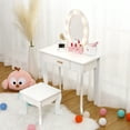 thumbnail image 3 of CazToi Princess Vanity Set Wooden Makeup Table with Lighted Mirror Stool & Storage Drawer, 3 of 19