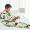 thumbnail image 6 of Naloa Floral Vintage Men’s Pajamas Set - Long Sleeve Button Down Sleep Shirt and Pajama Bottoms Sleepwear Set-Small, 6 of 7
