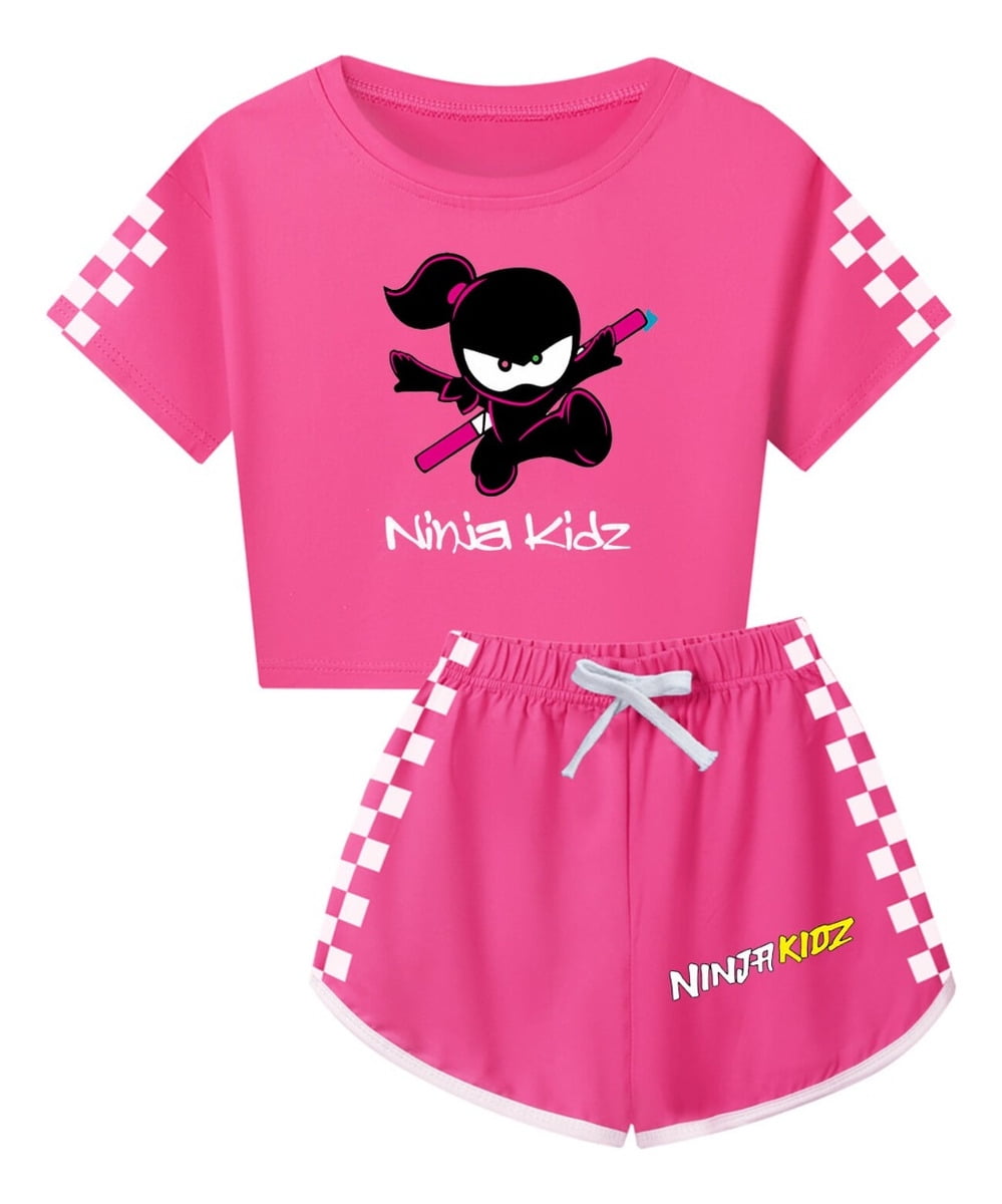 Ninja Kidz Clothing Set for Girls – Kids Crop Top and Shorts with
