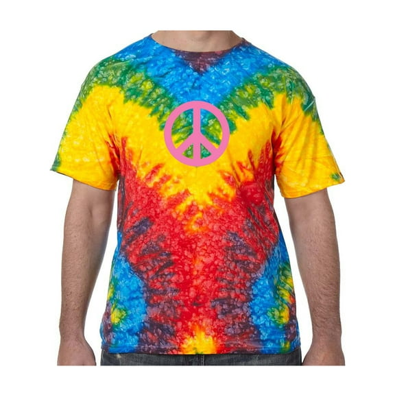 Pink Peace Sign Psychedelic Tie Dye Tee Shirt - Woodstock, 2XL
