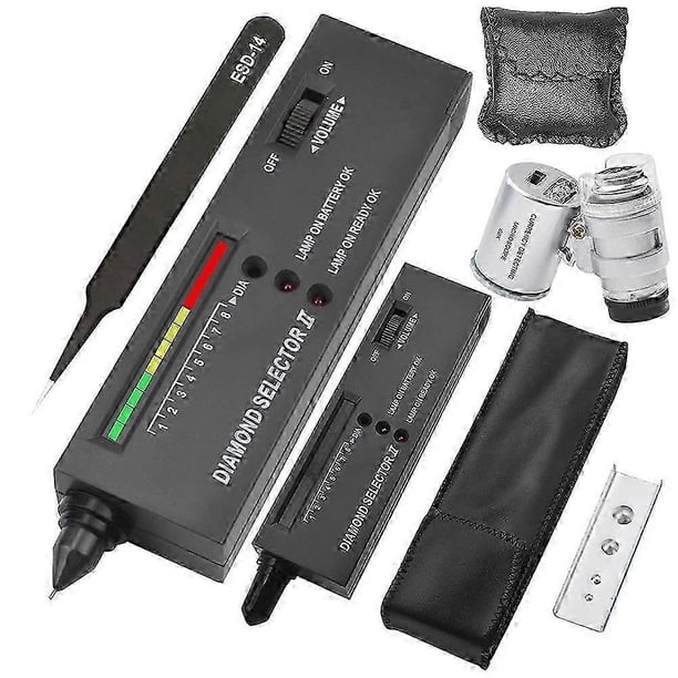 Diamond Tester Pen,Professional Diamond Detector with 60X Mini LED Magnifying, Diamond Test Pen for