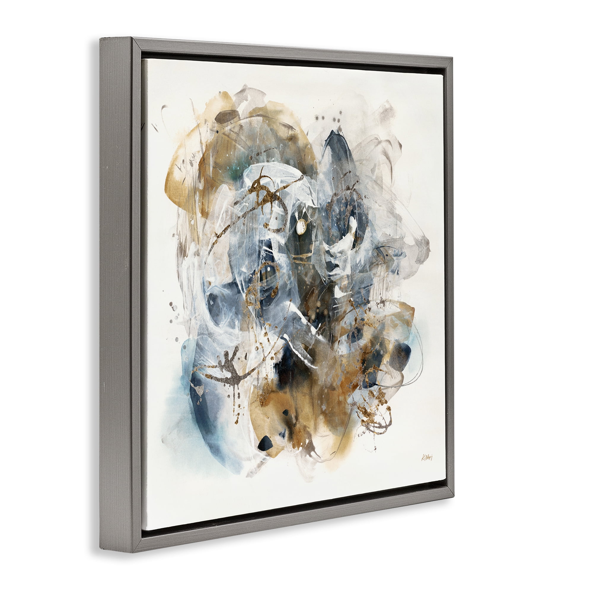 Stupell Industries Southwestern Paint Splatter Abstract Painting Gray Floater Framed Canvas Art Print Wall Art, 18 x 18