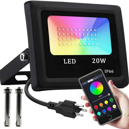 

GiliGiliso Clearance Led Lights Outdoor RGB Bluetooth Smart Floodlights APP Control Color Changing Spotlight With Music Sync Group Control Timing IP66
