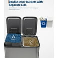 thumbnail image 6 of Premium Stainless Steel Dual Compartment Trash Can - 30L/40L Step-on Kitchen Garbage Bin w/Removable Inner Buckets (Silver/Black/Grey), 6 of 6