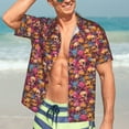 thumbnail image 5 of Lsque Skull blue daisy flower pattern Hawaiian Shirt for Men, Unisex Summer Beach Casual Short Sleeve Button Down Shirts-3X-Large, 5 of 9