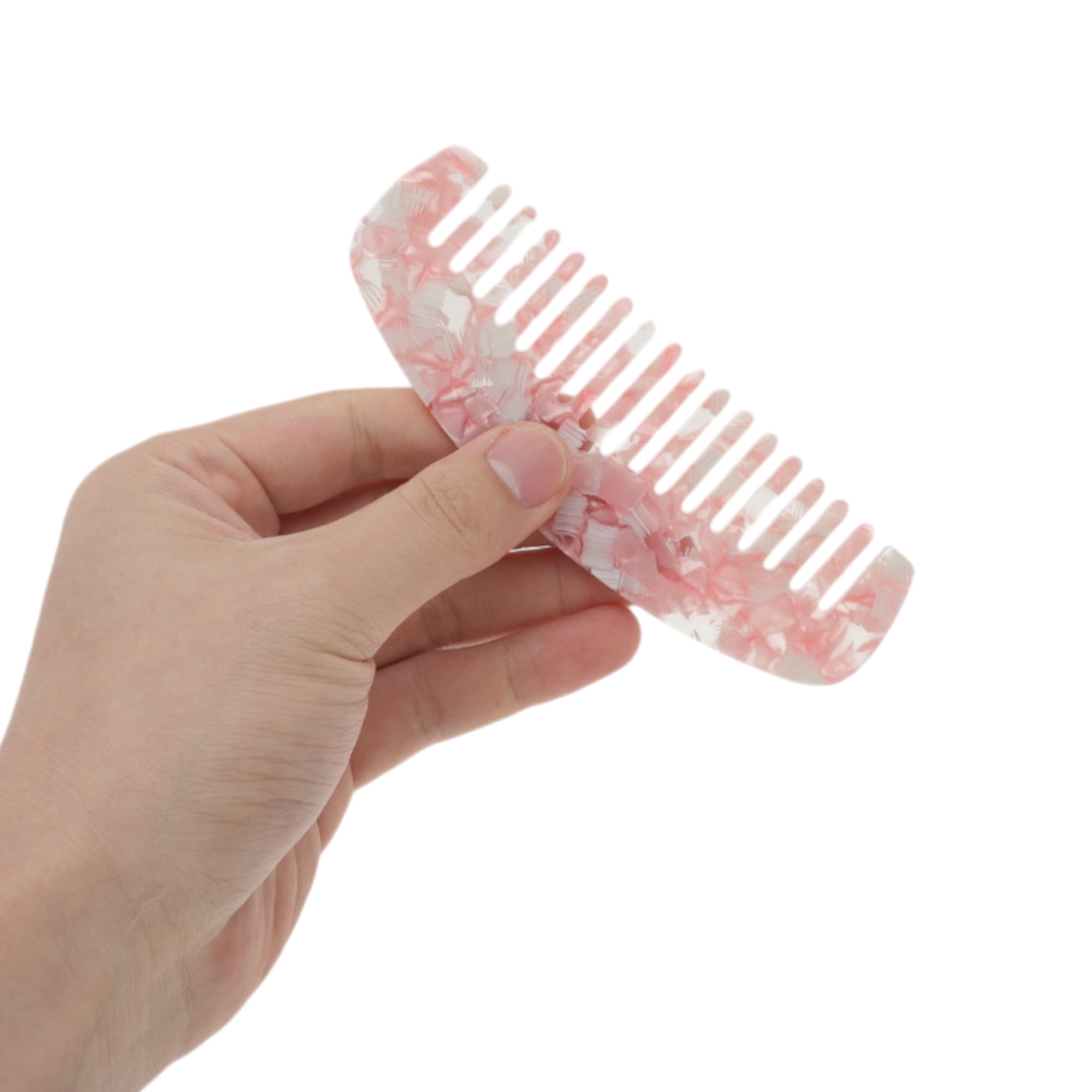 Unique Bargains 1 Pc Durable Marble Hair Comb Designed for All Hair Types Styles Pink