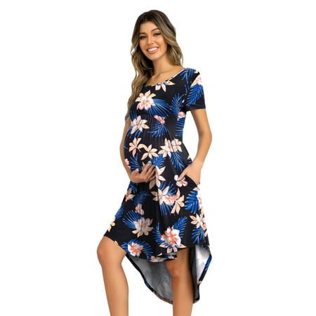 

CALIPESSA Women s Summer Floral Print Maternity Empire Waist Loose Swing Pregnancy Casual Midi Dress