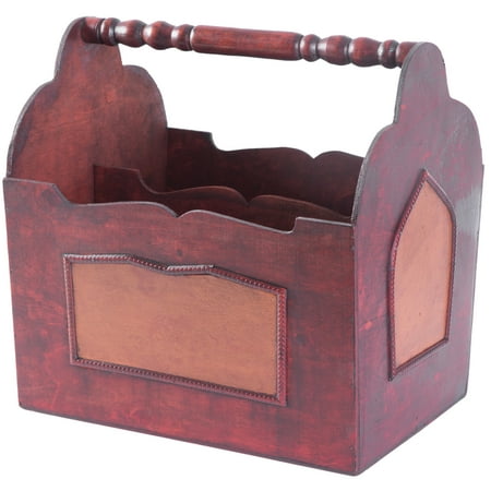 UPC: 0651355030442 | Handcrafted Decorative Wooden Magazine Rack with Handle