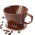 thumbnail image 1 of DOWAN Pour Over Coffee Dripper, Non Electric Pour Over Coffee Maker, Porcelain Slow Brewing Accessories for Home, Cafe, Restaurants, Easy Manual Brew Maker, Brown, 1 of 7