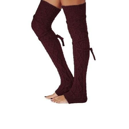 

Women Warm Knee High Thicken Leg Warmers Winter Knit Crochet Legging Boot Socks