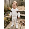 thumbnail image 6 of BemeyourBBs Baby Boy Little Brother Daddy's Mini Outfit Baby Boys Spring Fall Winter Clothes Bear Embroidered Long Sleeve Romper and Side Striped Pants 2 Piece Set, 6 of 9