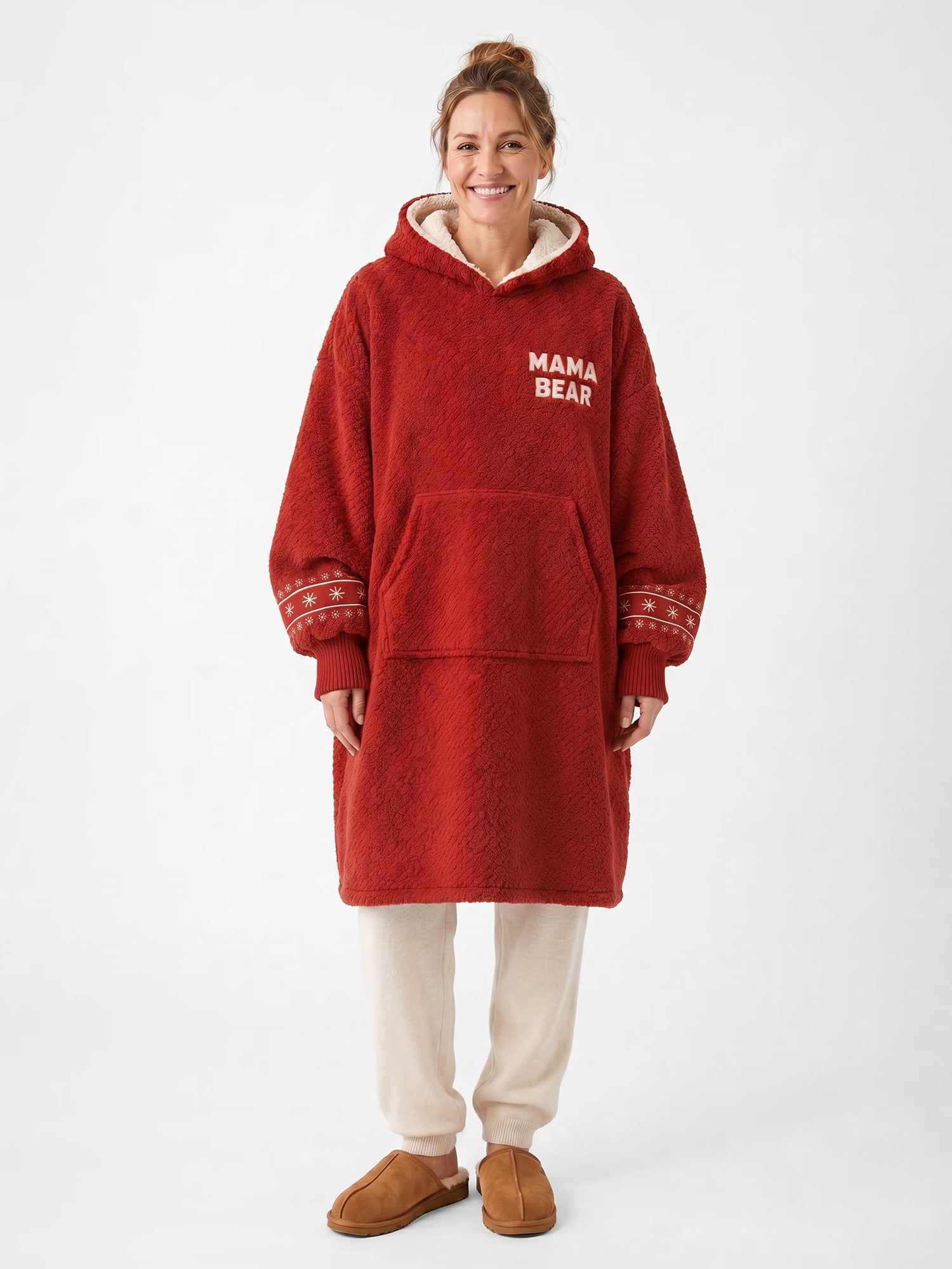 Dearfoams Mama Bear Fleece Hooded Pullover, S-XL