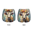 thumbnail image 3 of Yiaed Oil Painting Flower Cow Print Women's Running Shorts with Liner 3 Zipper Pockets Elastic Workout Athletic Gym Yoga Shorts-Large, 3 of 7