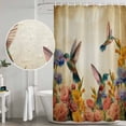 thumbnail image 4 of Vintage Hummingbirds Shower Curtain Set - 48" x 72" Washable Bathtub Curtain with 12 Hooks, Spring Farmhouse Country Flowers Waterproof Fabric Stall Shower Curtains for Bathroom/Bathtub Décor, 4 of 6