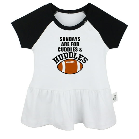 Sundays are for Cuddles & Huddles Funny Dresses For Baby, Newborn Babies Skirts, Infant Princess Dress, 0-24M Kids Graphic Clothes (Black Raglan Dresses, 18-24 Months)