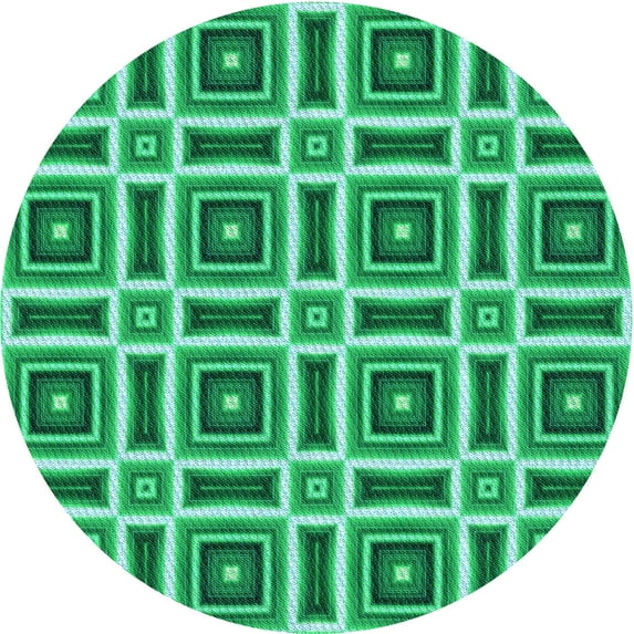 Ahgly Company Indoor Round Patterned Lime Mint Green Area Rugs, 7' Round