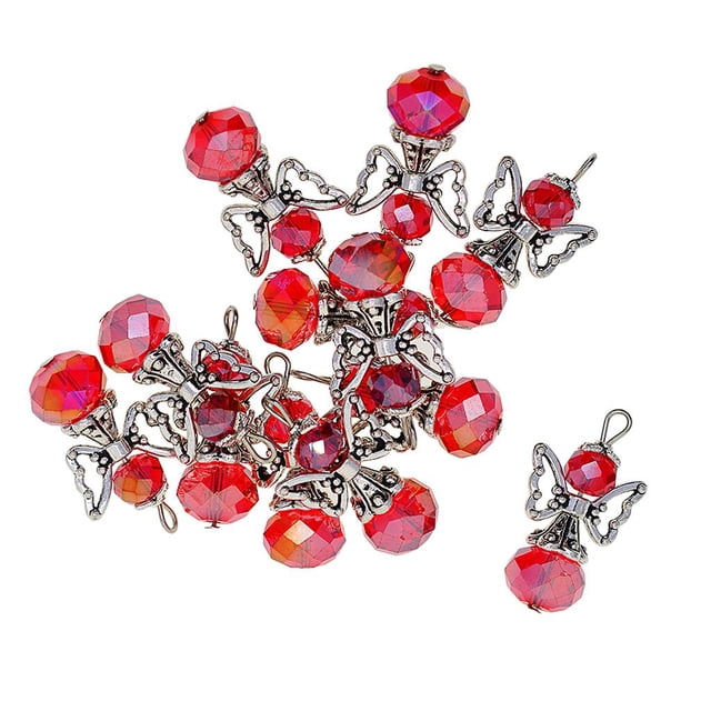 simhoa 12 Pcs Pendentif en Alliage Filigrane Creux avec Perles de Verre Cristal Rouge