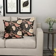 thumbnail image 5 of Flowers Birds Leaf Pillow Covers 16X16 Inch Set of 2 Pink White Roses Floral Decorative Pillow Cases Art Retro Black Gold Cotton Linen Cushion Case Vintage Home Decor for Sofa Couch Porch Outdoor, 5 of 6