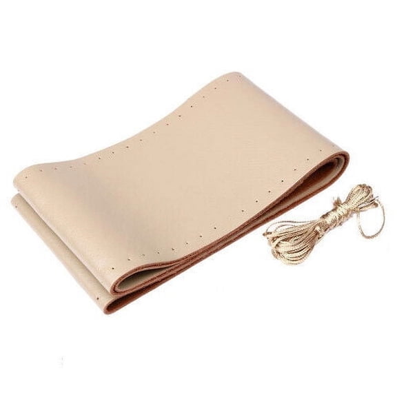 Genuine Leather Auto Car DIY Steering Wheel Cover With Needles and Thread Beige