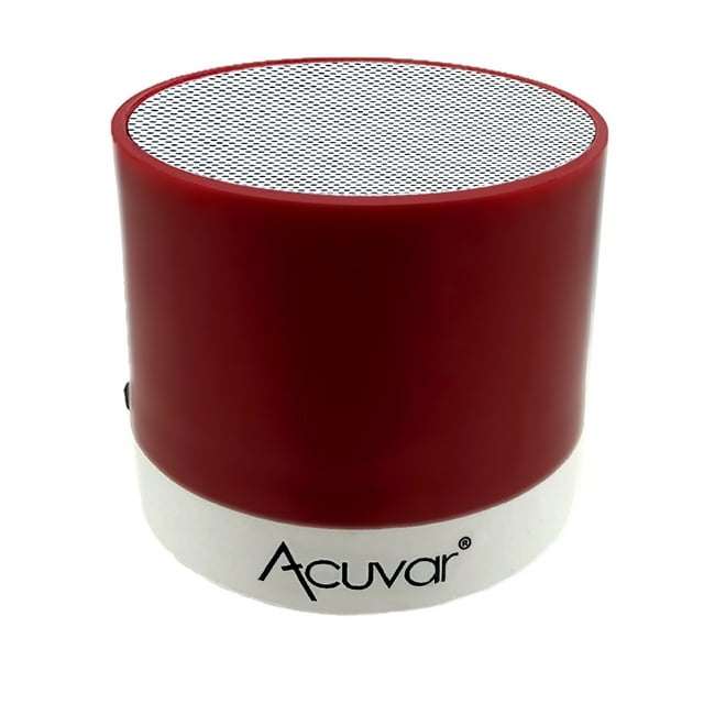 Acuvar Mini Haut-Parleur Rechargeable Sans Fil avec Lecteur de Carte Micro SD et Compatibilité USB (Rouge)