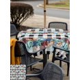 thumbnail image 4 of Outdoor Tablecloth with Umbrella Hole and Zipper, Summer Starfish Square Table Cloth 60x60 Inch Waterproof Tablecloth, Blue Conch Coral Ocean Vintage Plaid Picnic Table Cover for Patio Camping, 4 of 7