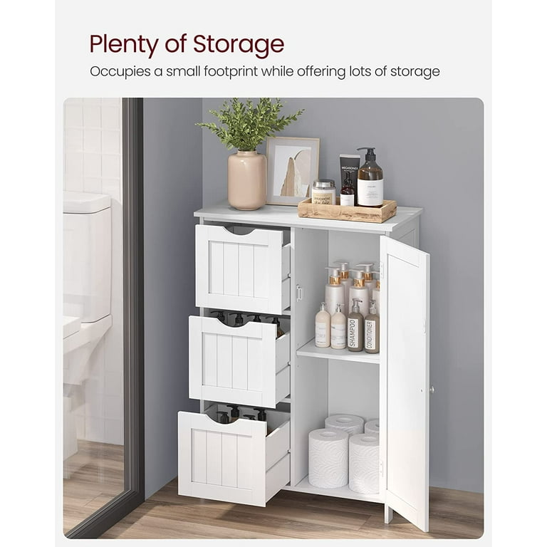 VASAGLE Bathroom Floor Storage Cabinet Bathroom Cabinet with 3 Large Drawers  and 1 Adjustable Shelf White - Walmart.com