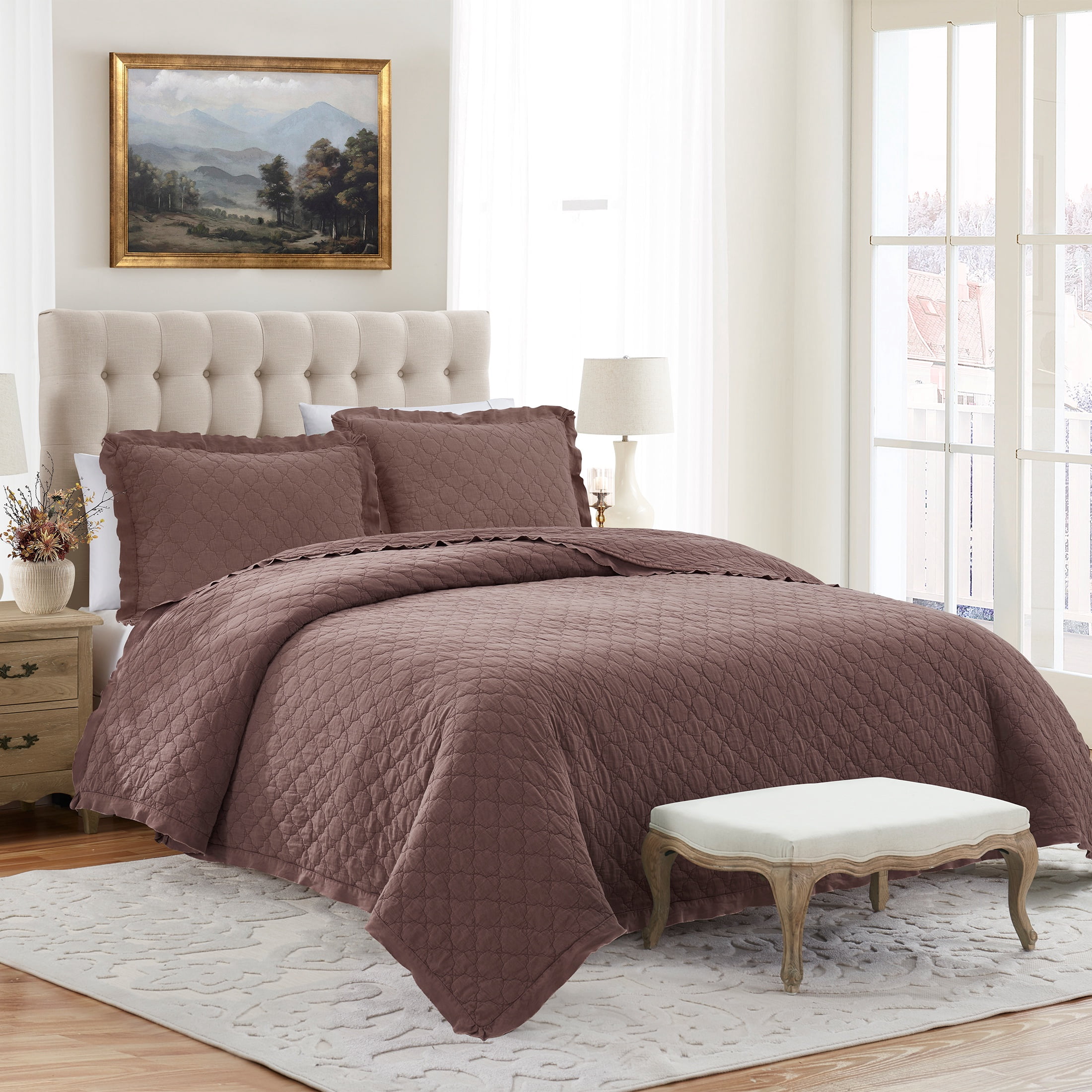 My Texas House Penelope Brown Adult 3-Piece Quilt Set, Full/Queen