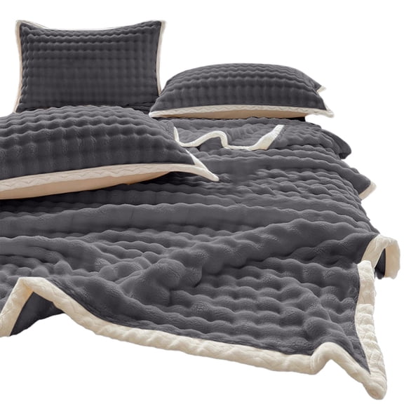 PRETXORVE Soft Bubble Fleece Blanket Warm and Soft Single Layer Double-sided All-season Solid Color Plush Blanket