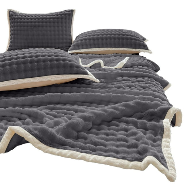 Grey Soft Fleece Blanket Warm Double Sided All Season Solid Color Blanket For Bedroom Sofa Couch Living Room Home Decor Machine Washable Cozy Comfort