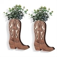 thumbnail image 2 of 2 Maceteros de Pared de Madera con Forma de Bota Vaquera para Plantas de Interior, 30 X 20 cm, para Colgar Flores., 2 of 5