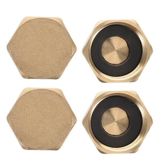 Masteelf 4pcs Brass Female Pipe Cap Durable Plumbing Fitting Cap 3/4 Inch Water Pipe End Cap Ideal For Home Plumbing