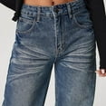 thumbnail image 6 of PXLKNZH Women's Wide Leg Jeans Trendy Solid Oversized Denim Pants Flowy High Waisted Straight Leg Jean Trousers Blue M, 6 of 9