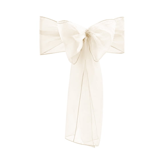 Homellea Sheer Organza Chair Sash, Reusable Long Bow Ribbon Tie for Wedding Reception, Banquet, Birthday, Baby Shower, Hotel and Restaurant Chair Back Decor, 108.26 x 6.69 Inch, Beige