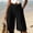 Black plus size wide leg capri pants a1, variant on Cagogo Women Plus Size Wide Leg Capri Pants High Waisted Casual Loose Cropped Palazzo Trousers with Pockets Flow Beach Lounge Wear, Army Green M