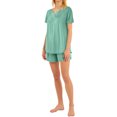 thumbnail image 6 of GESJQFZ Women Spliced Pleat Solid Color V Neck Pajama Shorts Nightwear Set, 6 of 7