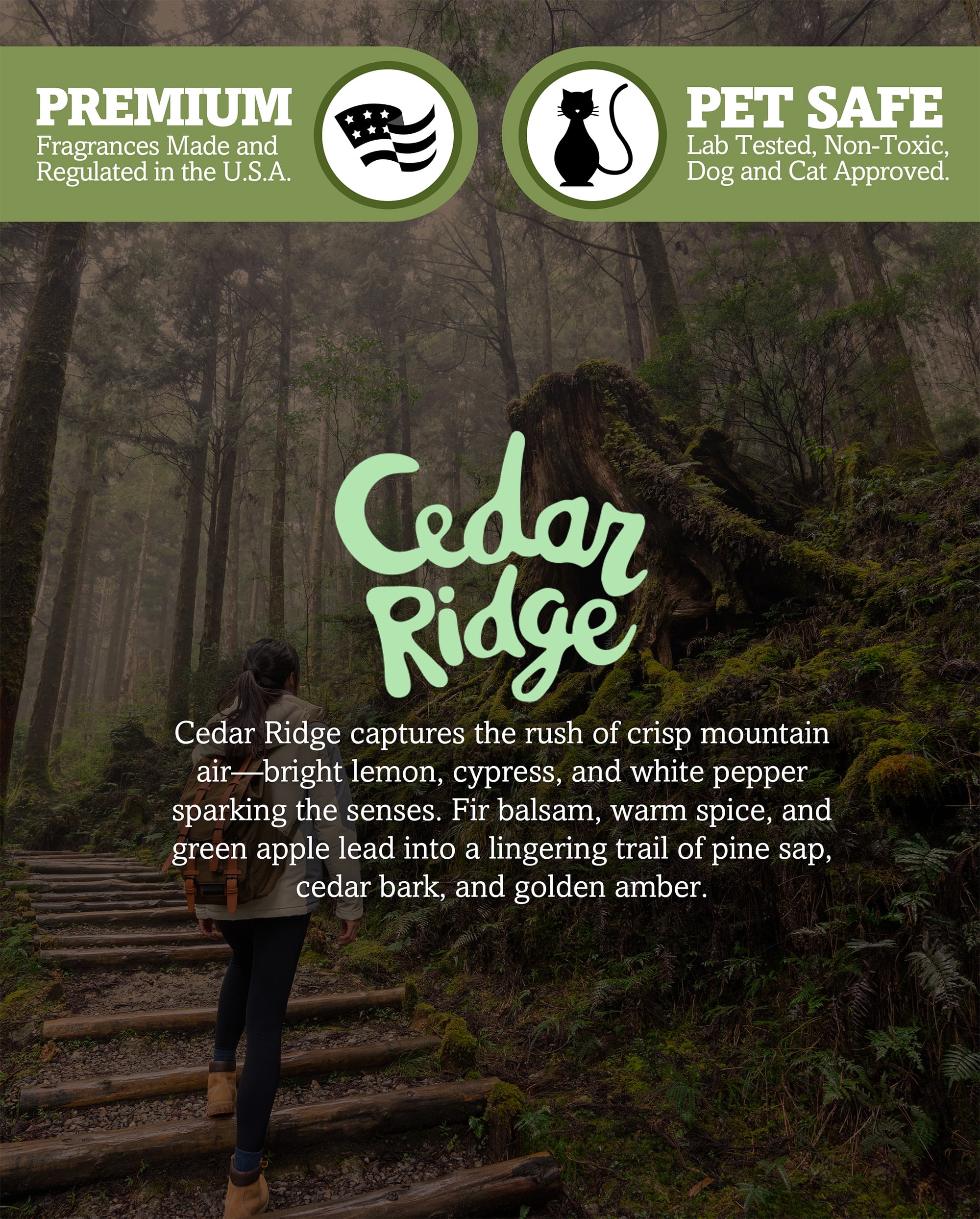Cedar Ridge Scented 3 Wick Candle - All Natural - Made with 100% Responsibly Sourced Soy and Essential Fragrance Oils - Phthalate & Paraffin Free, Vegan, Non-Toxic