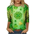 thumbnail image 2 of Craaazy Women's 3/4 Sleeve St. Patrick's Day Printed Round-neck Cozy Tops Gifts, 2 of 5