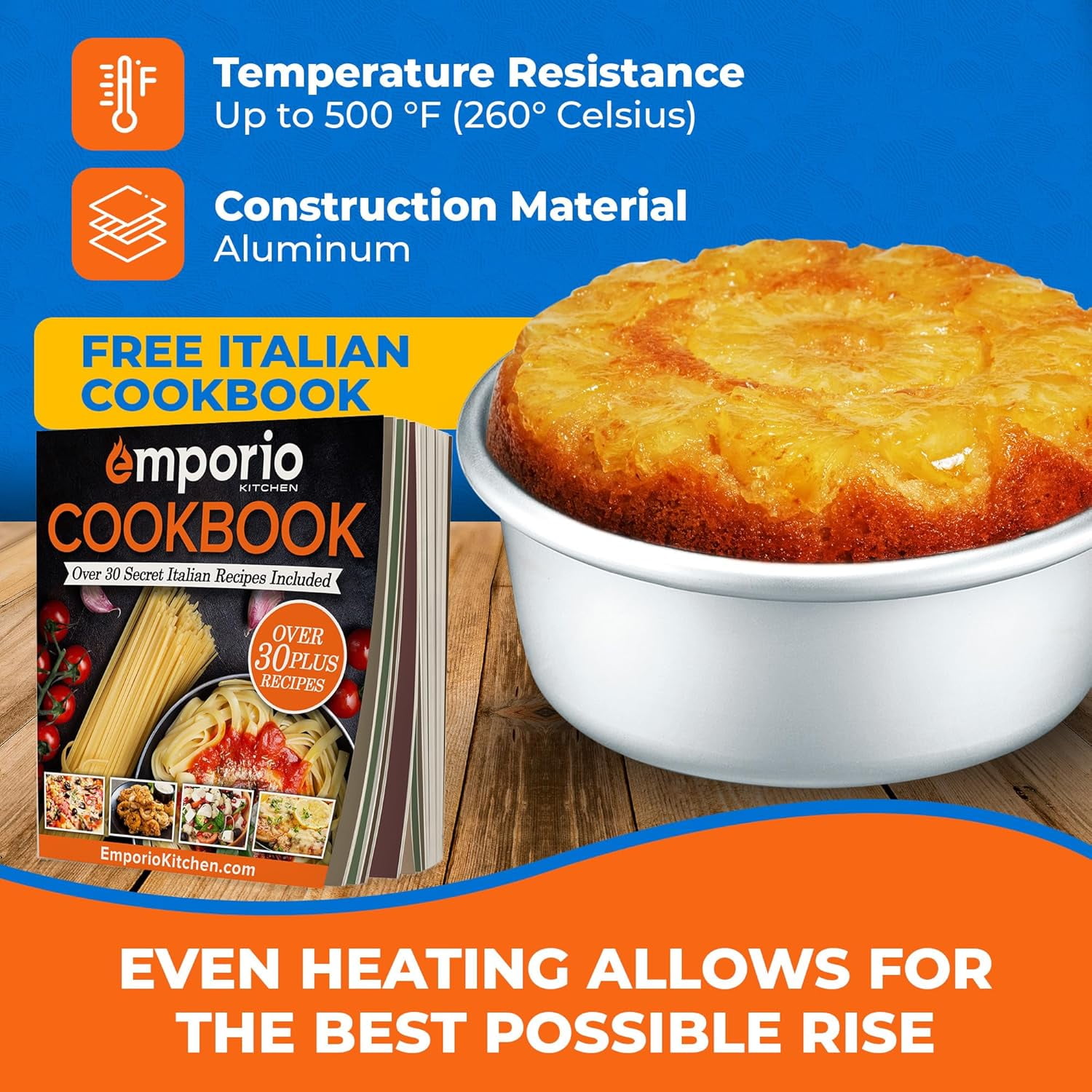 8-Inch Anodized Aluminum Cheesecake Pan – Compatible with Pressure Cooker & Air Fryer, Oven Safe to 500°F, Includes Recipe Booklet