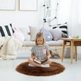 thumbnail image 4 of Unique Bargains Artificial Animal Wool Soft Faux Fur Sheepskin Plush Area Rug Brown 3x3 Feet Round, 4 of 8