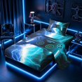 thumbnail image 2 of meiyoeat Neon Lightning Gamer Twin Sheet Sets for Teens Boys, Electric Blue Gaming Bedding, 3-Piece, 1 Flat Sheet, 1 Fitted Sheet and 1 Pillowcase, 2 of 6